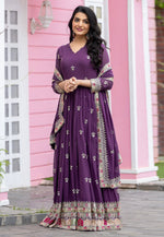 Load image into Gallery viewer, Purple Faux Georgette Readymade Long Anarkali Suit
