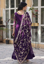 Load image into Gallery viewer, Purple Faux Georgette Readymade Long Anarkali Suit
