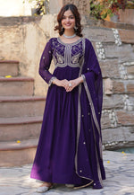 Load image into Gallery viewer, Purple Faux Georgette Readymade Long Anarkali Suit
