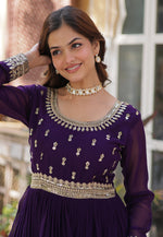 Load image into Gallery viewer, Purple Faux Georgette Readymade Long Anarkali Suit
