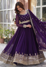 Load image into Gallery viewer, Purple Faux Georgette Readymade Long Anarkali Suit
