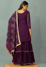 Load image into Gallery viewer, Purple Faux Georgette Readymade Sharara Suit
