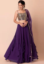Load image into Gallery viewer, Purple Georgette A Line Lehenga Choli
