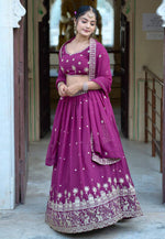 Load image into Gallery viewer, Purple Georgette A Line Lehenga Choli
