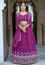 Load image into Gallery viewer, Purple Georgette A Line Lehenga Choli
