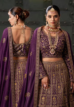 Load image into Gallery viewer, Purple Georgette Bridal Lehenga Choli
