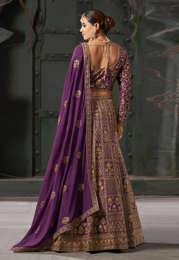 Purple Georgette Bridal Lehenga Choli