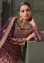 Load image into Gallery viewer, Purple Georgette Bridal Lehenga Choli
