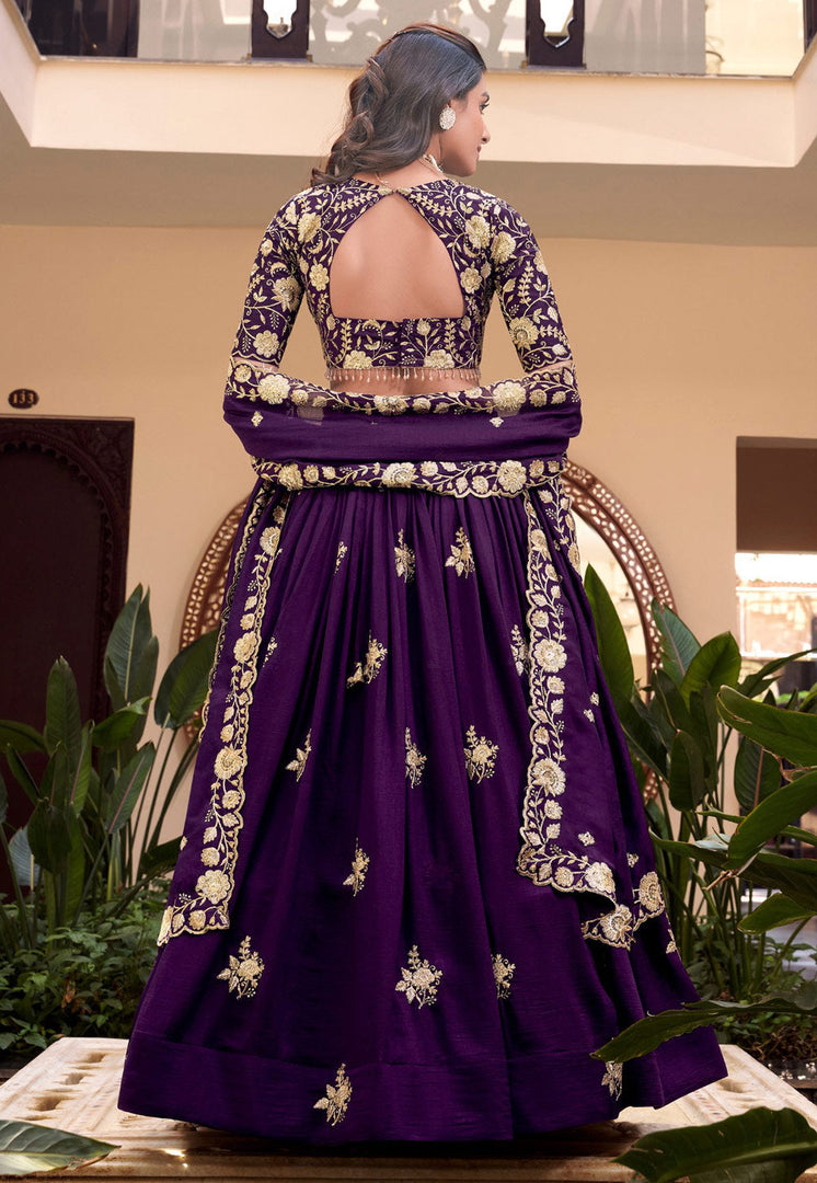 Purple Georgette Circular Lehenga Choli
