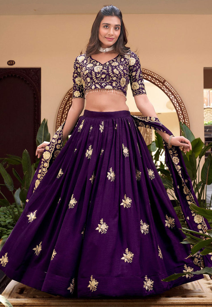 Purple Georgette Circular Lehenga Choli
