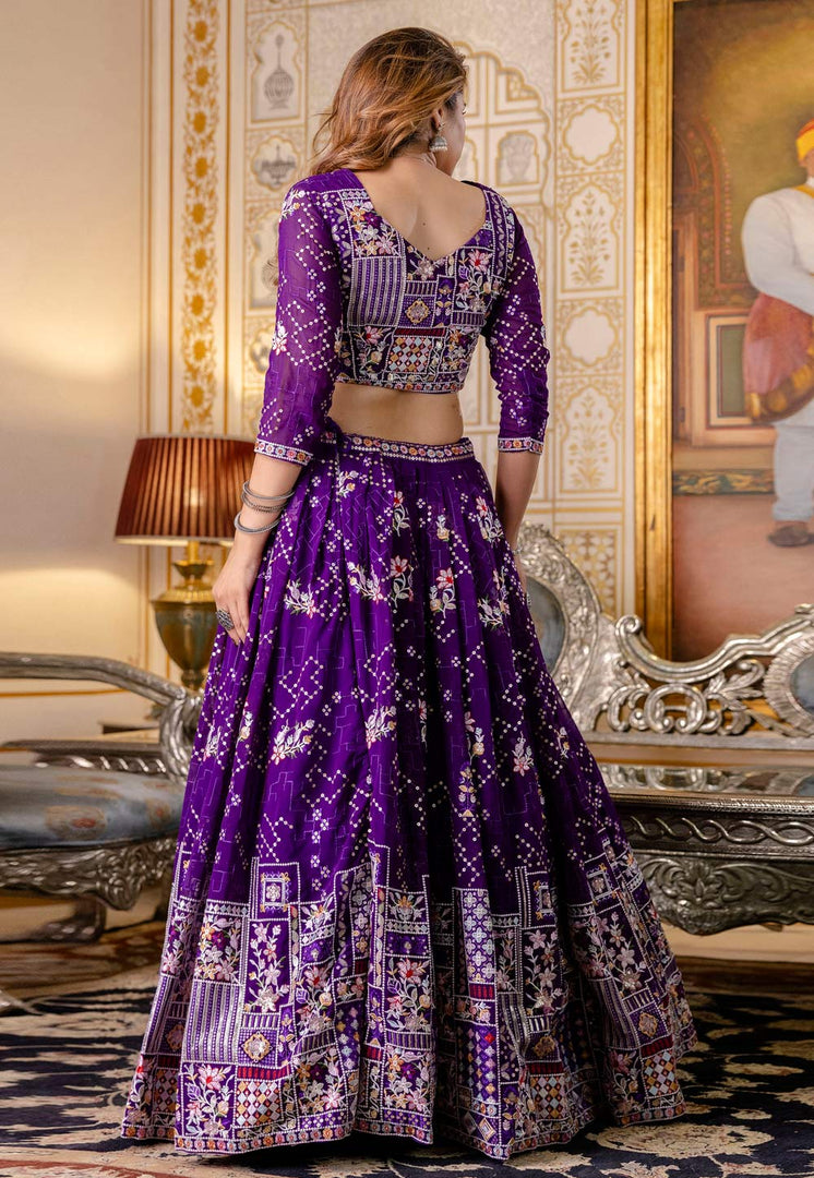 Purple Georgette Circular Lehenga Choli