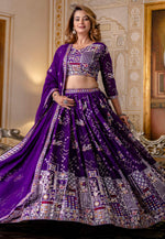 Load image into Gallery viewer, Purple Georgette Circular Lehenga Choli
