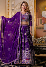 Load image into Gallery viewer, Purple Georgette Circular Lehenga Choli
