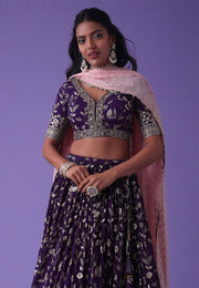 Purple Georgette Circular Lehenga Choli