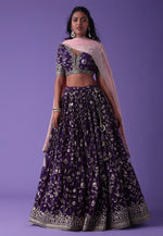 Load image into Gallery viewer, Purple Georgette Circular Lehenga Choli
