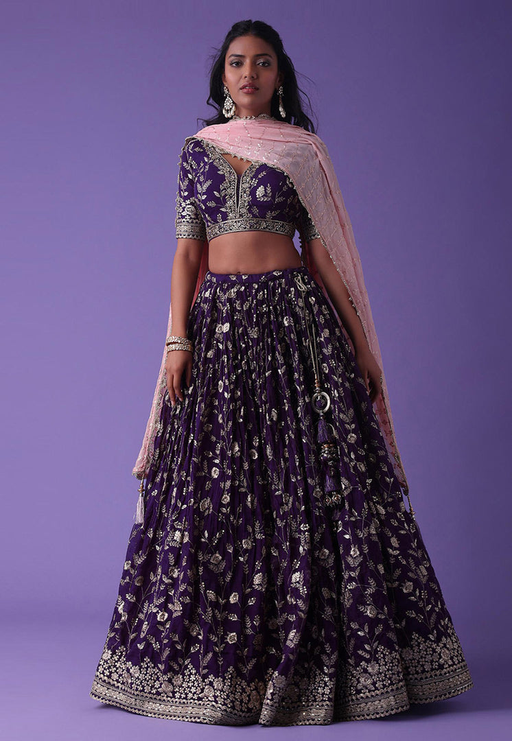 Purple Georgette Circular Lehenga Choli