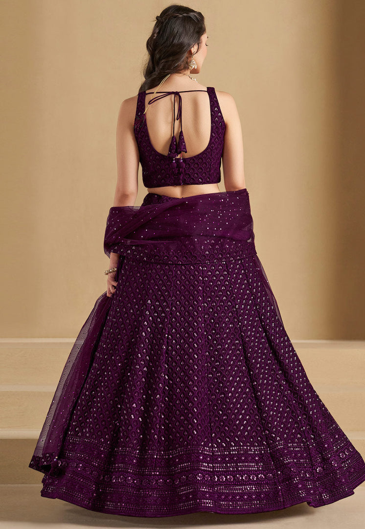 Purple Georgette Circular Lehenga Choli