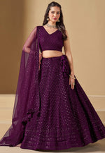 Load image into Gallery viewer, Purple Georgette Circular Lehenga Choli
