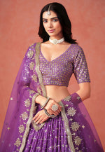 Load image into Gallery viewer, Purple Georgette Circular Lehenga Choli

