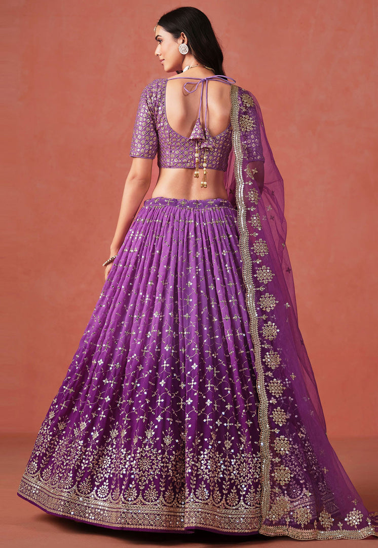 Purple Georgette Circular Lehenga Choli