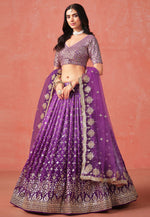 Load image into Gallery viewer, Purple Georgette Circular Lehenga Choli
