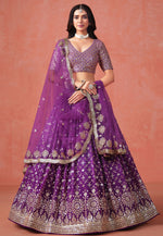 Load image into Gallery viewer, Purple Georgette Circular Lehenga Choli
