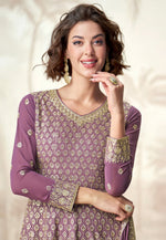 Load image into Gallery viewer, Purple Georgette Embroidered Pakistani Suit

