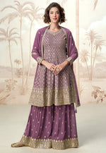 Load image into Gallery viewer, Purple Georgette Embroidered Pakistani Suit
