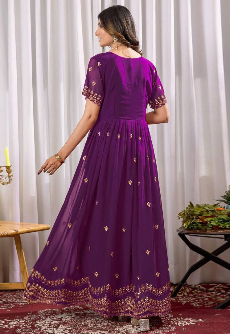 Purple Georgette Gown