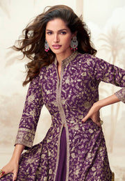 Purple Georgette Indo Western Lehenga Choli