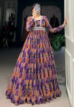 Load image into Gallery viewer, Purple Georgette Printed Gown
