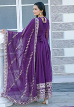 Load image into Gallery viewer, Purple Georgette Readymade Anarkali Suit
