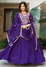 Load image into Gallery viewer, Purple Georgette Readymade Long Anarkali Suit
