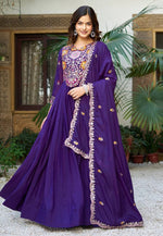 Load image into Gallery viewer, Purple Georgette Readymade Long Anarkali Suit
