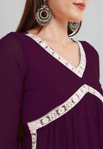 Load image into Gallery viewer, Purple Georgette Readymade Punjabi Suit
