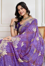 Load image into Gallery viewer, Purple Georgette Saree With Blouse
