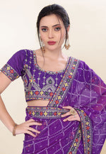Load image into Gallery viewer, Purple Georgette Saree With Blouse
