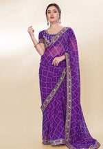 Load image into Gallery viewer, Purple Georgette Saree With Blouse
