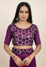 Load image into Gallery viewer, Purple Georgette Saree With Blouse
