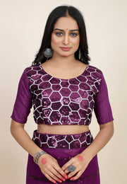 Purple Georgette Saree With Blouse