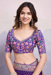 Purple Georgette Saree With Blouse