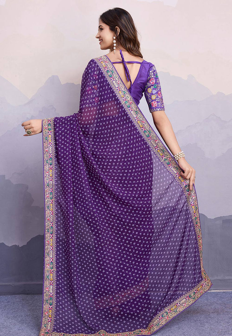 Purple Georgette Saree With Blouse