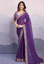 Load image into Gallery viewer, Purple Georgette Saree With Blouse