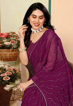 Load image into Gallery viewer, Purple Georgette Saree With Blouse