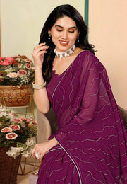 Purple Georgette Saree With Blouse