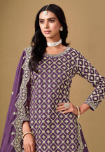 Load image into Gallery viewer, Purple Jacquard Long Choli Lehenga
