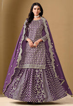 Load image into Gallery viewer, Purple Jacquard Long Choli Lehenga
