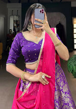 Load image into Gallery viewer, Purple Jacquard Silk Circular Lehenga Choli
