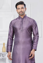 Load image into Gallery viewer, Purple Jacquard Silk Pathani Suit
