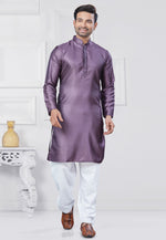 Load image into Gallery viewer, Purple Jacquard Silk Pathani Suit
